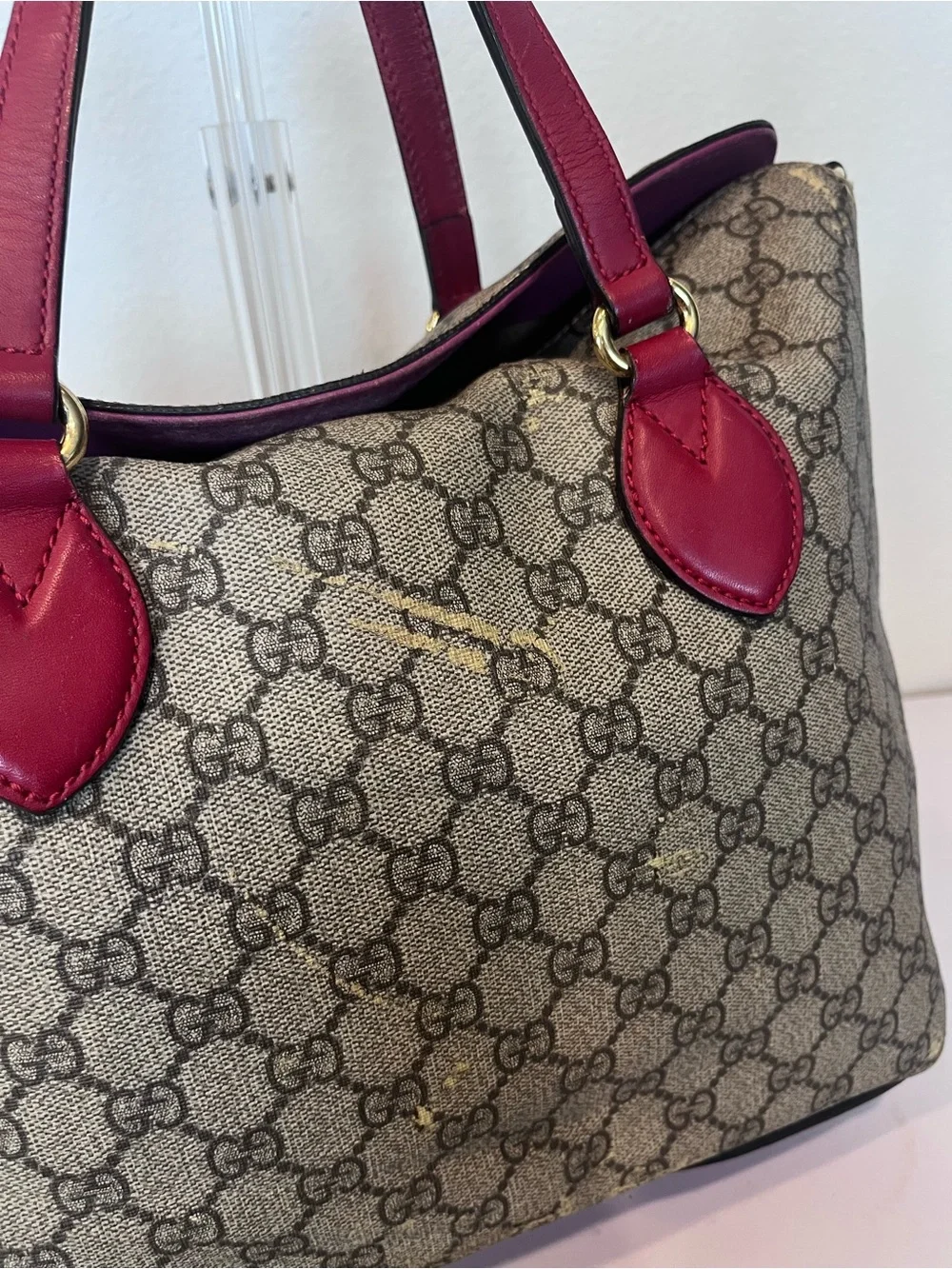 GUCCI GG SUPREME MONOGRAM LINEA A TOP HANDLE BAG.